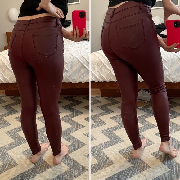 3 for 15$🌸  Shiny outside / Fleece inside - Dark Red Jeans - Picture 2 of 9